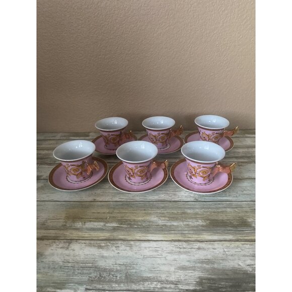Rutherford Le Jardin De Italy Design Espresso Cup & Saucer Set Pink Gold inBox - Picture 11 of 16